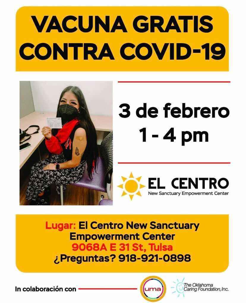 Spanish language flyer advertising free COVID vaccines